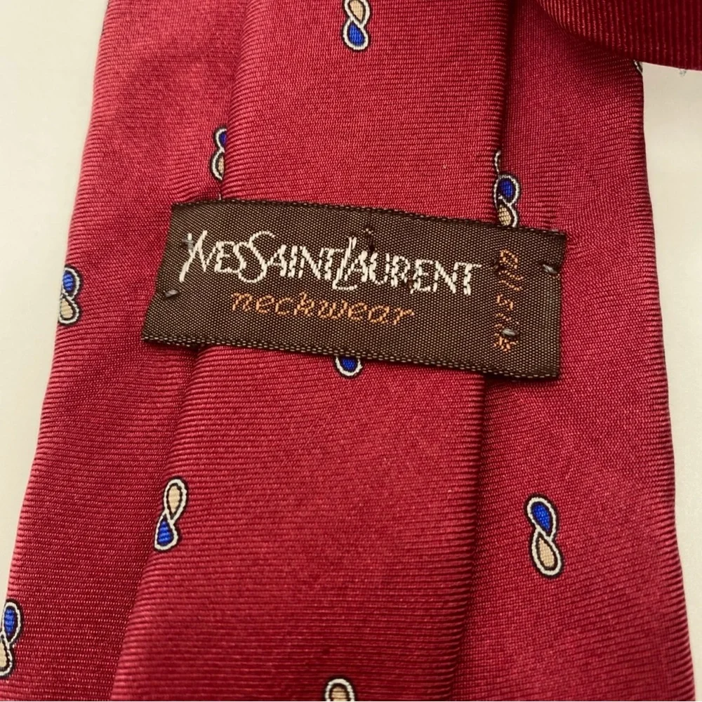 Yves Saint Laurent Vintage All Silk Neckware Burgundy Silk Necktie